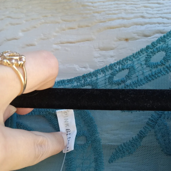 Pink Blush Maternity Teal Lace Mesh Overlay Maternity Maxi Dress 2XL - Picture 6 of 13